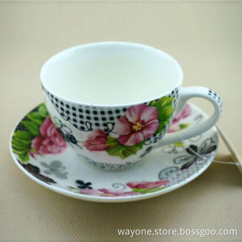 220cc Cup and Saucer, Comes with 6 Cups and 6 Saucer in a Gift Box, 2 Sets Workable, Food-saf